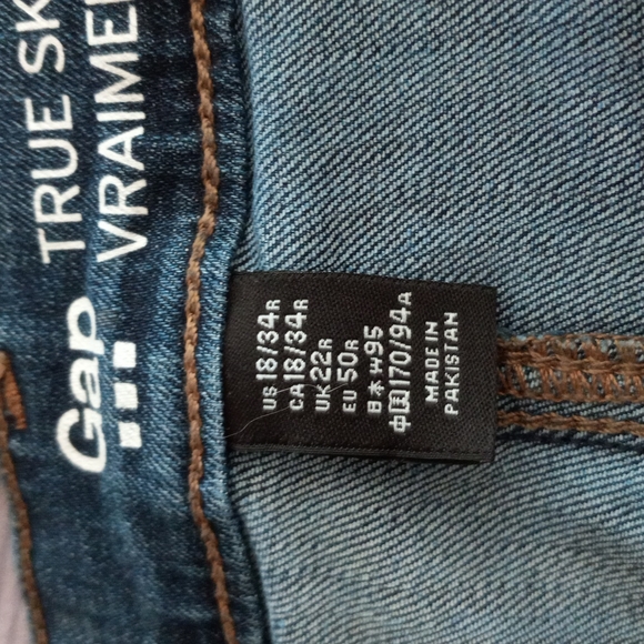 Gap Plus Dark Wash 'True Skinny' Jeans With Black Velvet Side Stripes *W18/L29"* - Picture 9 of 10